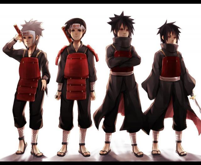 Hashirama a Tobirama Senju s Madarou a Izunou Uchiha